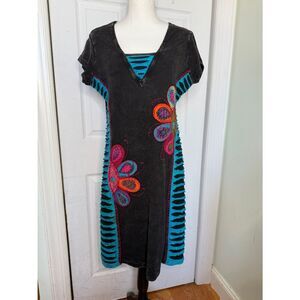 Y2K Bohemian Hippy Style Festival Cotton Dress by Leopards & Roses
